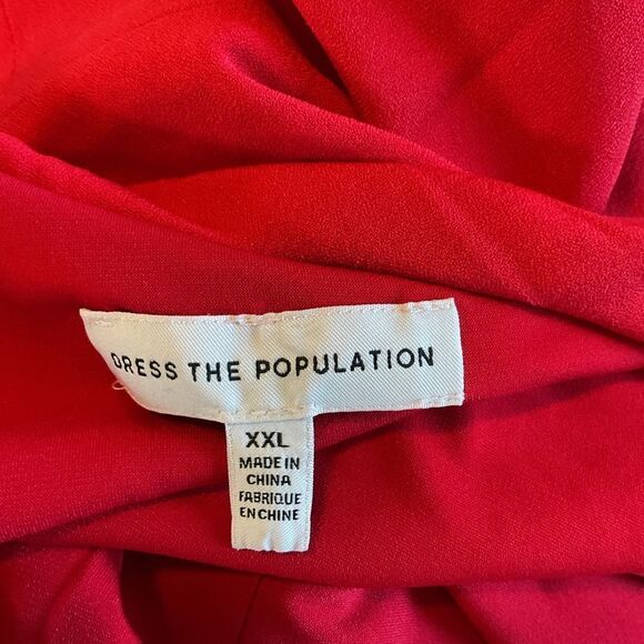 Dress the Population Martine Stretch Crepe One-Shoulder Red Dress Size XXL - Picture 4 of 7